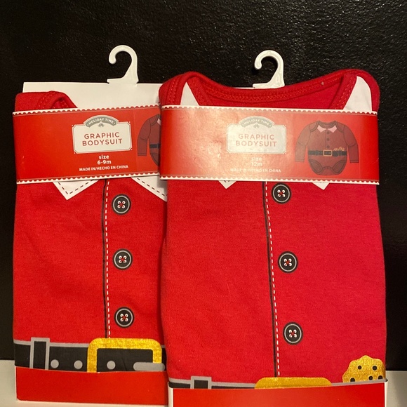 Christmas Baby Graphic Bodysuit NWT Red Santa - Picture 1 of 5